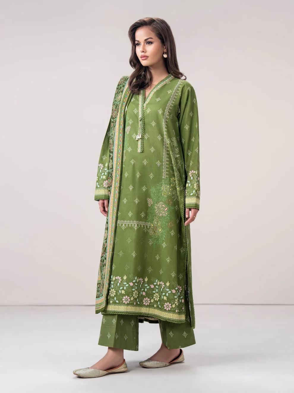 Limelight 3 Piece Slub Khaddar printed suit