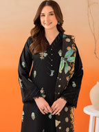 Salenmore | Panache Apparel Premium Lilen Embroidered 3 Piece Pakistani Suit – Black | Silk Dupatta | Ready to Wear UK – Pakistani women's wear | Traditional Dress |