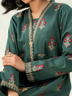 Limelight 1 Piece Green Jacquard Pishwas with Gotta Detailing
