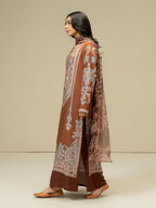 Salenmore | Limelight 3 Piece Printed Linen Suit with Chiffon Dupatta – Brown | Winter Pret Collection | Pakistani Clothing UK – Pakistani women's wear | Salwar Kameez |