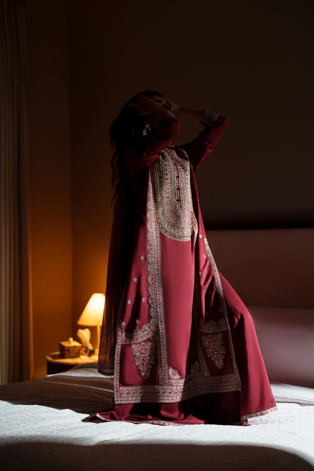 Casual Lite Luxury Festive Drop EALA Premium Silk Viscose 3 Piece Printed Dupatta Embroidered with Sequin Work and Lace for Modern Elegance
