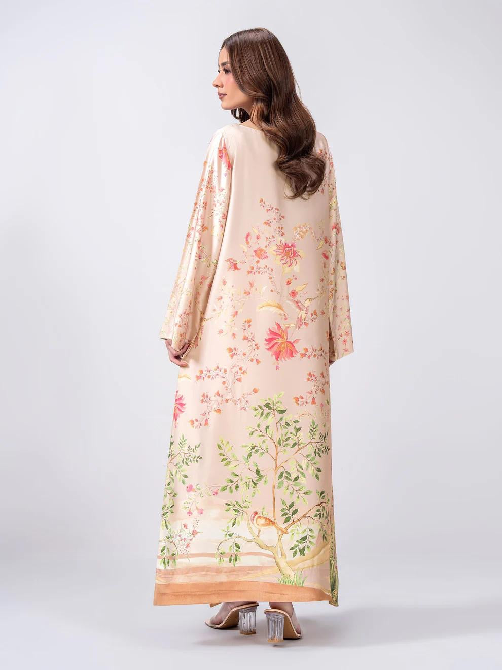 Limelight 2 Piece Set - Pink Silk Shirt with Boat Neckline & Trousers with Elastic Waistband