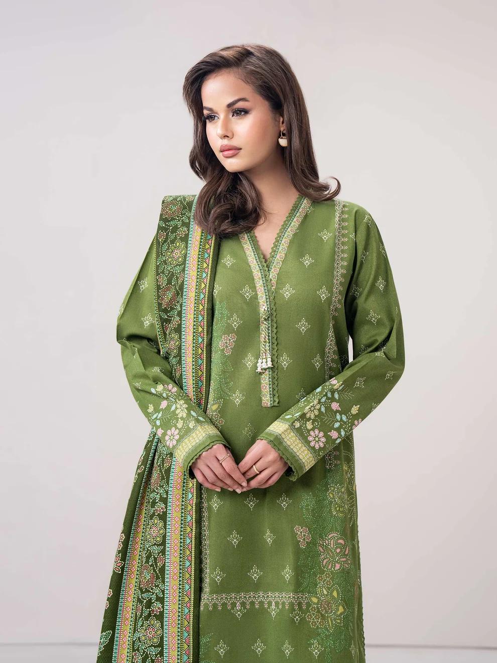 Limelight 3 Piece Slub Khaddar printed suit