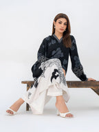 Limelight black printed embroidered linen shirt – winter collection – Salenmore2