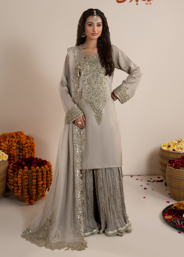 Luxury Silk 3PC Ready to Wear Sharara Set with Organza Dupatta – Festive Elegance