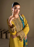 3 piece Short Shirt & Farshi Shalwar with Tie-Dye Medium Silk Dupatta – Heavy Embroidery & Embellished Ensemble