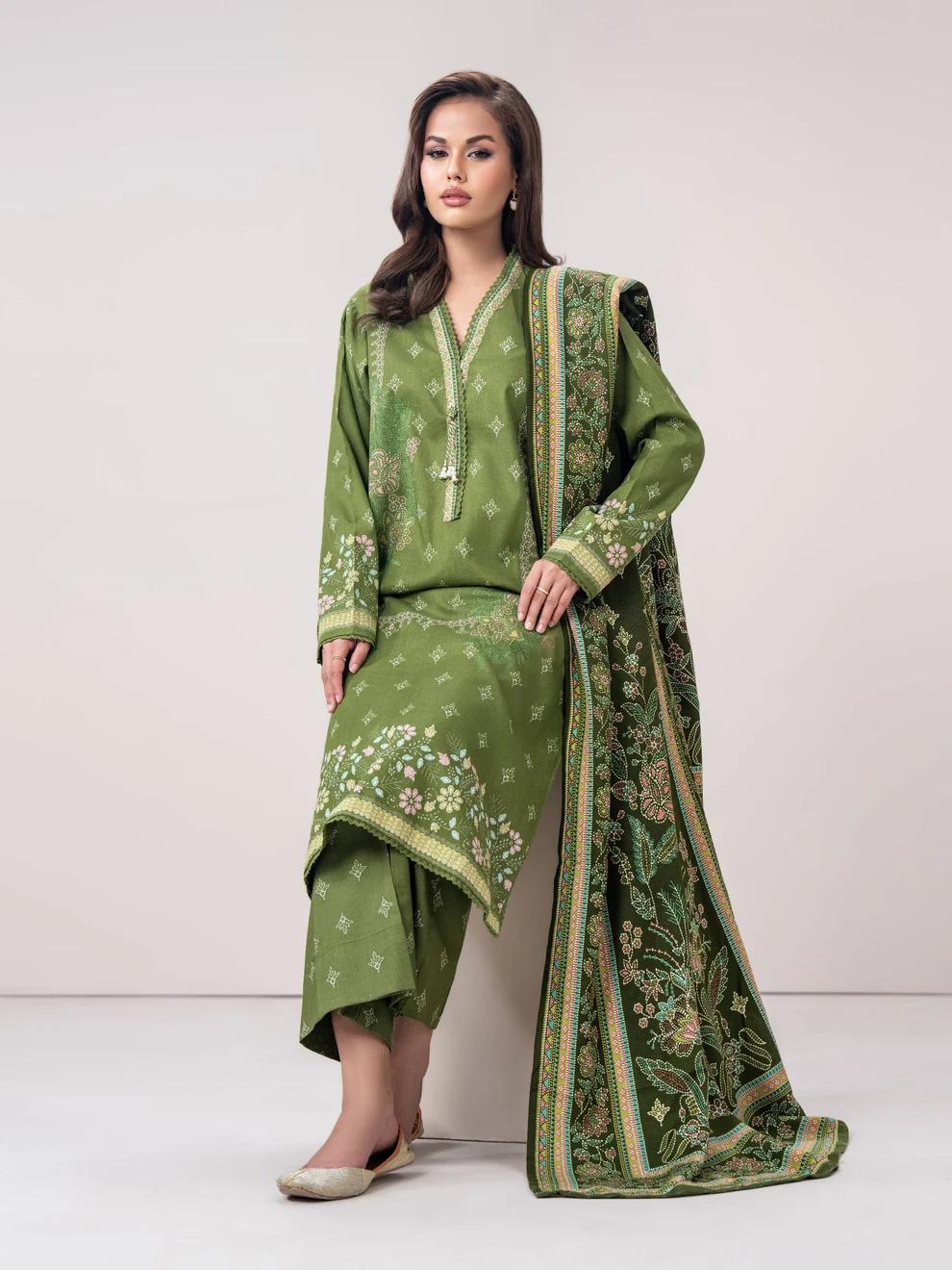 Limelight 3 Piece Slub Khaddar printed suit