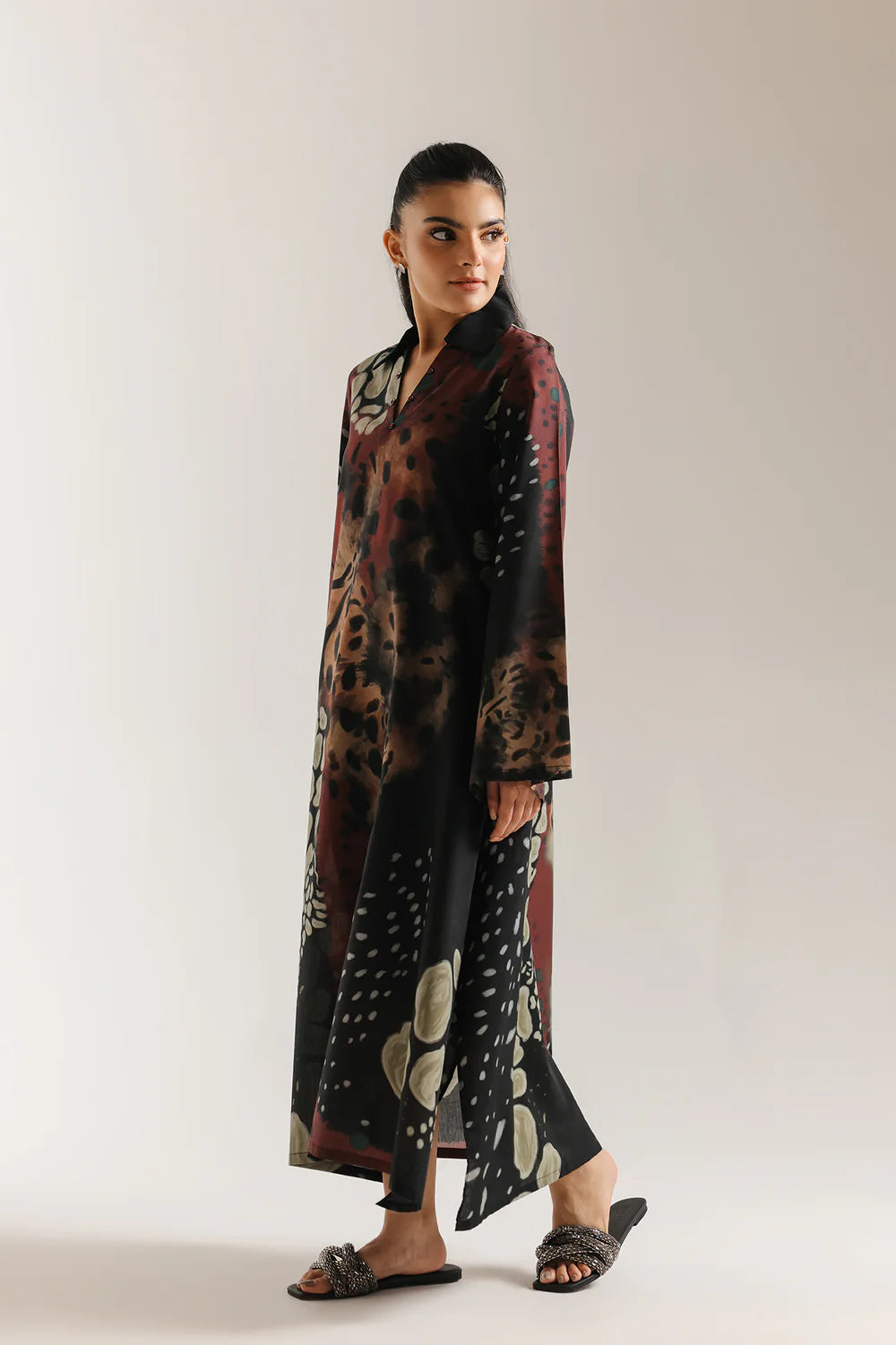 Ethnic 1 piece A-Line Shirt Collar Full Sleeves Long Length