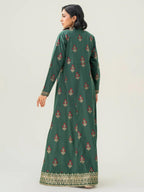 Limelight 1 Piece Green Jacquard Pishwas with Gotta Detailing