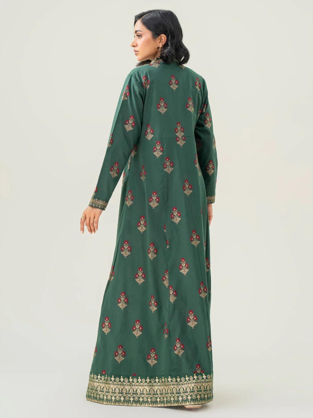 Limelight 1 Piece Green Jacquard Pishwas with Gotta Detailing