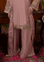 Embroidered 3 piece Mauve Embellished Ensemble