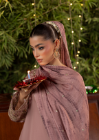 Embroidered 3 piece Mauve Embellished Ensemble