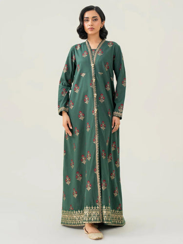 Limelight 1 Piece Green Jacquard Pishwas with Gotta Detailing