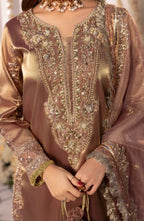 Mesouri Sequin & Resham Embroidered Rose Gold Gharara Luxury Ensemble