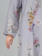 Limelight Lilac Printed Silk 2-Piece Suit with Embroidered Neckline