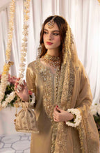 Mesouri Sequin & Resham Embroidered Gharara Gold Luxury Ensemble