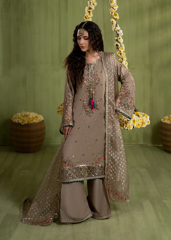 Luxury Silk 3PC Ready to Wear Suit with Organza Dupatta – Elegant Festive Ensemble