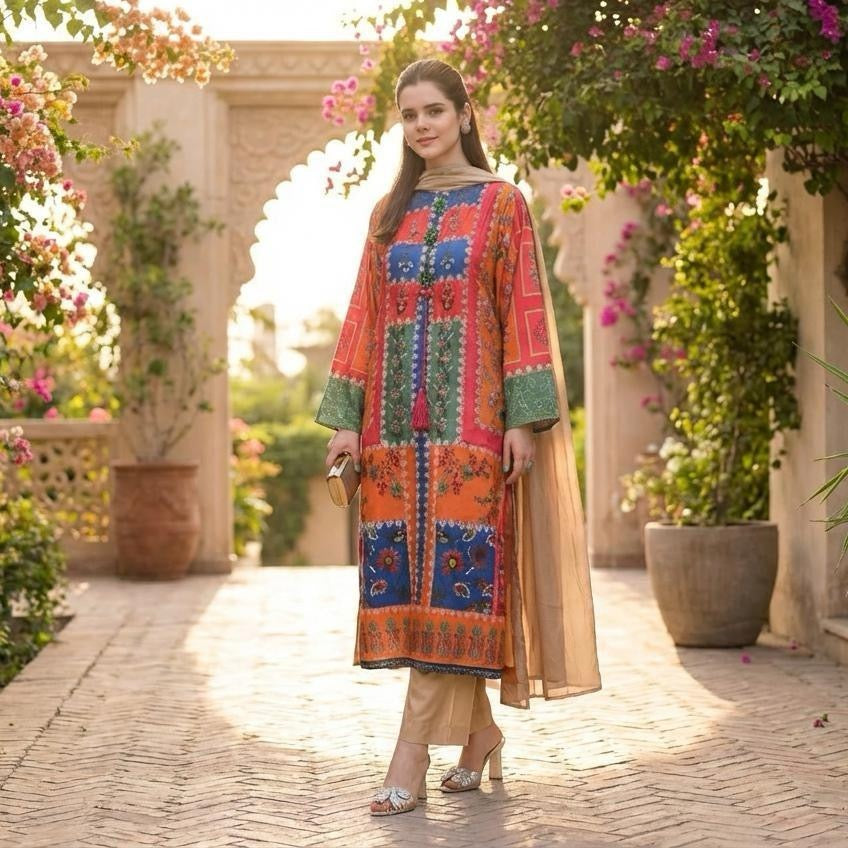 Salenmore Rang Bahar – Limelight Silk 3 Piece Suit (Choice of Colour)