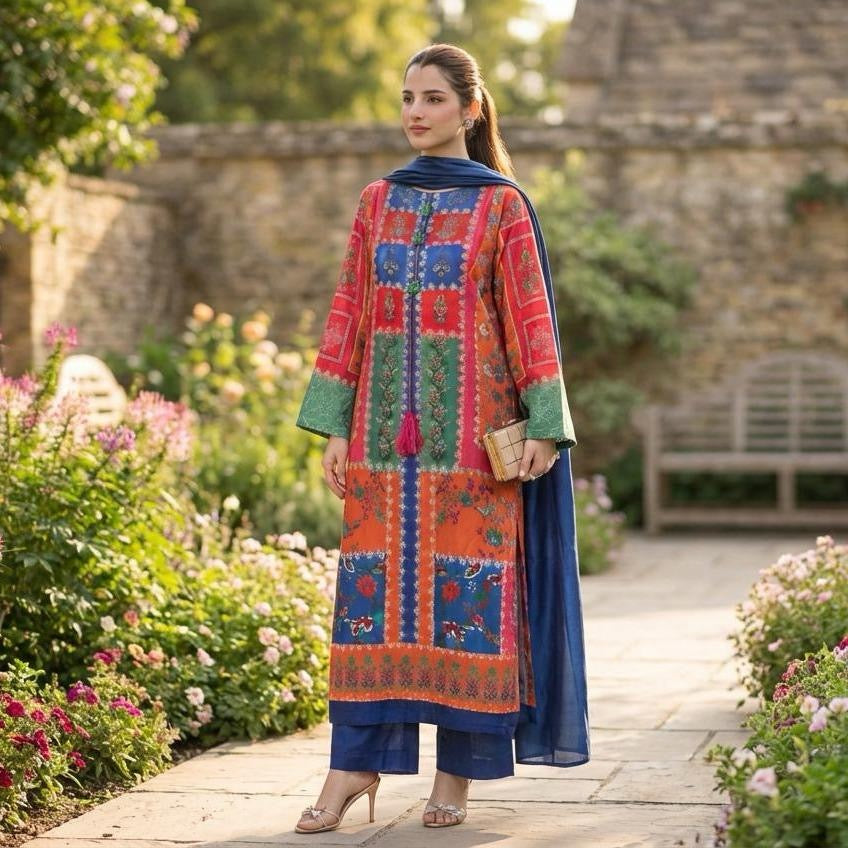 Salenmore Rang Bahar – Limelight Silk 3 Piece Suit (Choice of Colour)