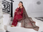 Heeras Deep Maroon 3 Piece Viscose Embroidered Suit with Farshi Shalwar and Chiffon Dupatta – Salenmore