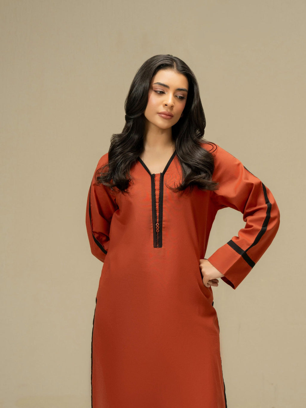 Limelight 2 Piece Orange Khaddar Embroidered Pret Suit – Pakistani Winter Collection by Salenmore