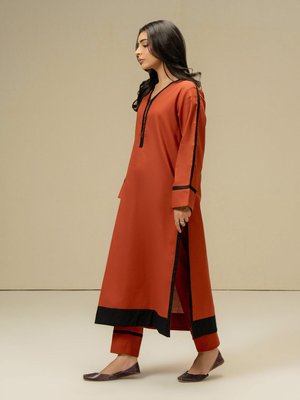 Limelight 2 Piece Orange Khaddar Embroidered Pret Suit – Pakistani Winter Collection by Salenmore