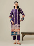 Purple gold paste print slub khaddar 2-piece suit – winter collection – Salenmore