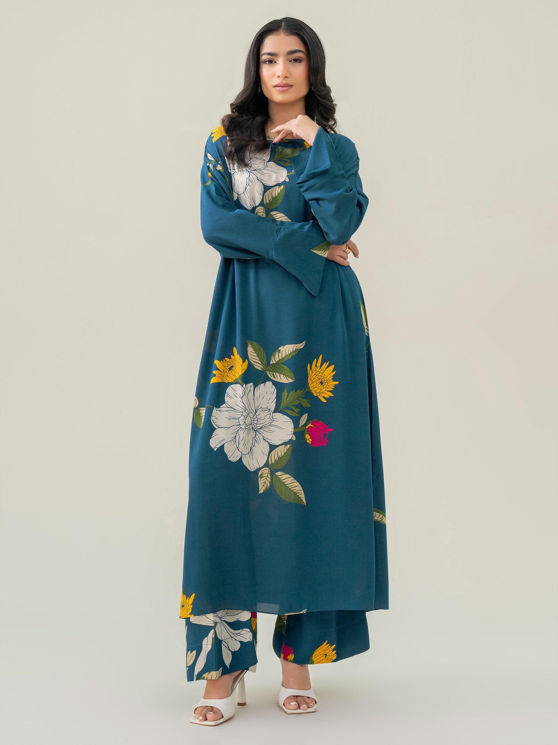 Limelight Original 2 Piece Grip Suit with Printed Loose-Fit Shirt and Wide-Leg Trousers – Blue