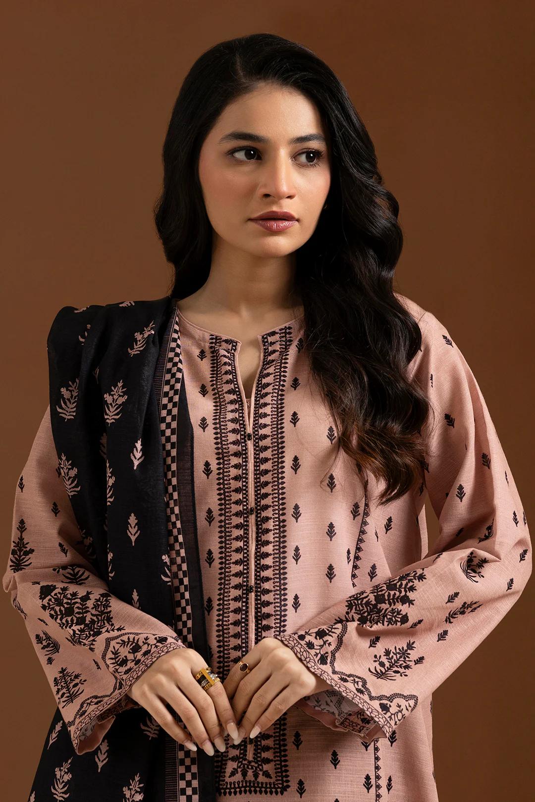 Zellbury khaddar 2 piece printed kurta and dupatta pakistani outfit uk by salenmore
