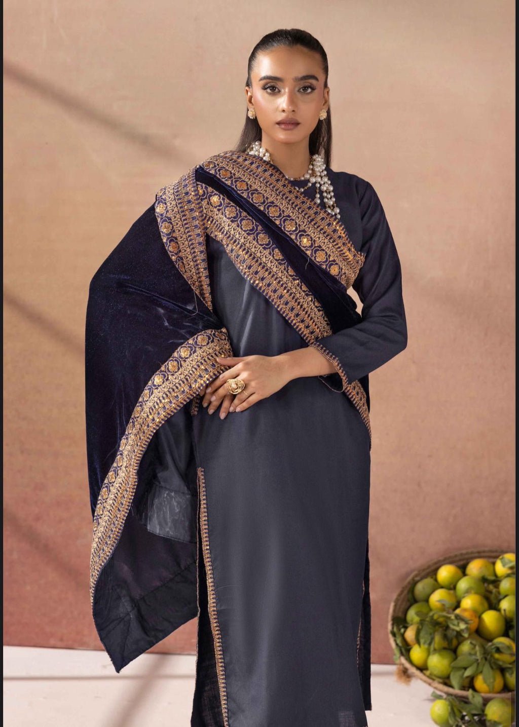 Salenmore | Amor by Simrans Dhanak Embroidered 3 Piece Suit with Velvet Shawl – Pakistani women's wear | Traditional Dress |