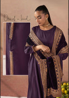 Salenmore | Amor by Simrans Dhanak Embroidered 3 Piece Suit with Velvet Shawl – Pakistani women's wear | Traditional Dress | S