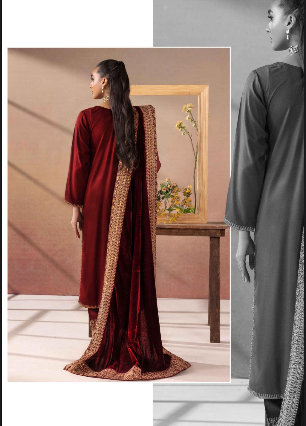Salenmore | Amor by Simrans Dhanak Embroidered 3 Piece Suit with Velvet Shawl – Pakistani women's wear | |