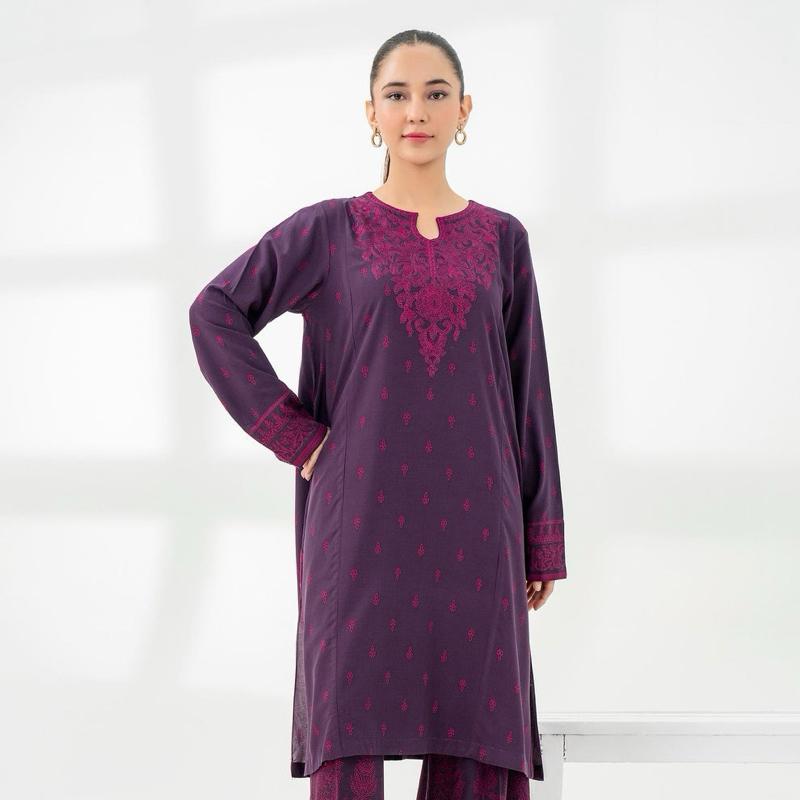 Limelight Purple Linen Embroidered 2-Piece Suit | Salenmore