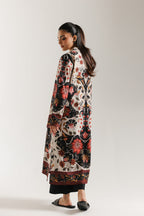 Back view of Ethnic printed kurti in Antique White with floral motifs