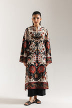 Ethnic Antique White printed kurti in viscose blend – front view