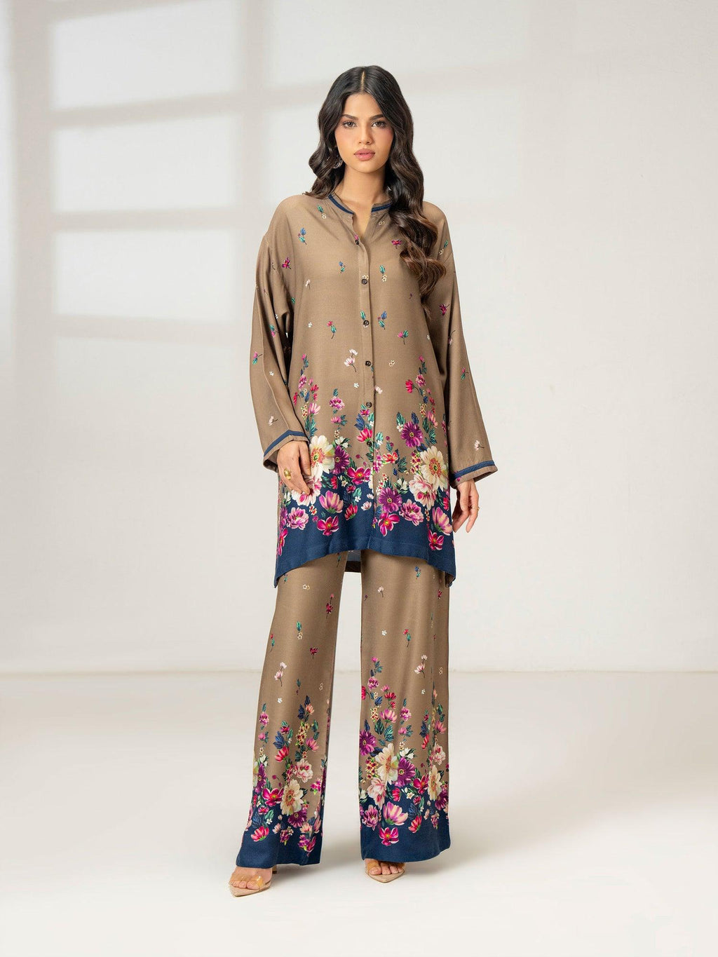 Salenmore | Limelight 2 Piece Marina Co-ord Set – Brown | Pakistani Women’s Outfit – Pakistani women's wear | Coords set |