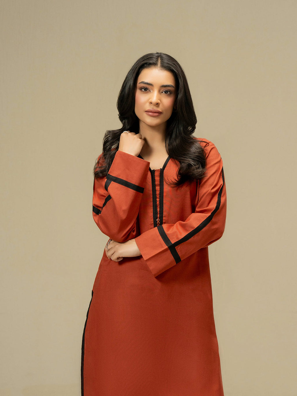 Limelight 2 Piece Orange Khaddar Embroidered Pret Suit – Pakistani Winter Collection by Salenmore