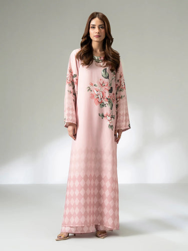 Limelight Pink Printed Grip 2-Piece Set – Flowy Loose-Fit Shirt & Wide-Leg Trouser